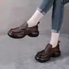 Mocasines Retro de Boca Profunda con Tacón Grueso Nuevo Estilo 2026 Suela Suave Zapatos Pequeños de Cuero Otoño Slip-on Suela Gruesa Zapatos para Madre