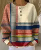 Sudadera tipo polo de punto gofrado para mujer Amazon 2026, tres botones, cuello alto, nuevo vintage, estampado digital 3D