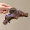 Atmósfera de Otoño e Invierno Pinza para el Cabello de Tamaño Mediano Elegante Versátil para la Parte Posterior de la Cabeza Recogido Pinza de Tiburón Alta Apariencia Pinza de Garra de Felpa Accesorios para el Cabello