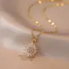 Collar para Mujer, Estilo Influencer Transfronterizo Flor de Girasol Circonita Giratorio Conjunto de Tres Piezas Decoración Collar de Acero de Titanio