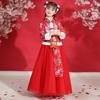 Hanfu Menina Outono e Inverno Tang Terno Infantil Serviço de Ano Novo Inverno Estilo Chinês Terno Antigo Inverno Forrado de Lã Terno de Ano Novo da Menina