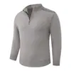 Suéter de Color Sólido para Hombre Otoño e Invierno con Media Cremallera y Cuello Alto Casual de Negocios Cuello Acanalado Pulóver Cálido Capa Base de Punto