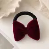 Elástico de Cabelo com Laço de Veludo Retrô Moda Versátil Rabo de Cavalo Baixo Anel de Cabelo Simples Outono Inverno Flor de Cabeça Alta Elástico Acessório de Cabelo