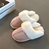 Zapatos Birkenstock de Estilo Coreano con Suela Suave y Forro de Felpa para Mujer 2026 Otoño/Invierno Calzado para Exteriores Cálidos Antideslizantes de Ponerse Fácil Pantuflas de Algodón Cerradas de Punta de Felpa