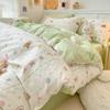 Algodón Dibujos Animados Kawaii Ropa de Cama Juego de Cuatro Piezas Corazón de Niña Algodón Puro Estilo Princesa Dormitorio Estudiantil Juego de Tres Piezas Lote