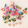 Juego mixto de 12 colores de junta de color transfronteriza, perforación de uña de acrílico tipo lengua, anillo para pezón, joyería para uñas de tira, venta al por mayor