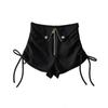 Pantalones cortos con cordón estilo chica sexy para mujer, novedad de verano 2022, cintura alta, adelgazantes, pierna larga y ancha, pantalones cortos finos de verano para mujer
