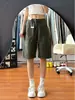 Shorts Jeans de Trabalho Vintage Estilo Americano Plus Size para Mulheres, Verão Cintura Alta Emagrecedor Reto Perna Larga Comprimento no Joelho
