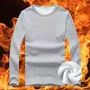 Nova camiseta de fleece masculina confortável com mangas compridas, estilo comércio exterior, modelagem solta, forrada com fleece, versátil, para outono e inverno, tamanho grande, espessada