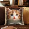 Funda de almohada con estampado de gato animal más vendida de Temu transfronteriza, cojín suave para sofá, almohada decorativa para dormitorio del hogar