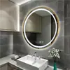 Marco de aleación de aluminio Espejo con luz LED Lavabo Montado en la pared Espejo redondo Baño Espejo inteligente Espejo de baño