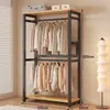 Arara de Roupas, Arara de Chão para Quarto, Arara Integrada para Closet Aberto, Unidade de Prateleira de Metal, Pode Ser Combinada com um Guarda-Roupa