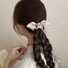 Diadema elegante estilo francés con lazo de satén para el pelo, etiqueta de metal retro, correa para el pelo de alta calidad, elegante diadema para mujer.