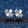 Prata esterlina S925 brincos de trevo de quatro folhas sorte Net brincos de folha de diamante vermelho pequenos brincos de design fresco atacado