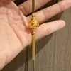 Collar Nacional con Borla de Loto para Mujer, Nuevo Estilo Chino, Lujo Ligero, Artesanía Chapada en Oro de 18 Quilates, Colgante Retro Elegante, Collar de Cuerda Marrón