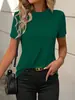 2026 Amazon Europeo y Americano Comercio Transfronterizo Verano Nuevo Color Sólido Cuello Redondo Manga Corta Holgada Camiseta Camiseta Básica