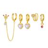 Venta Caliente Transfronteriza Mismo Estilo Microincrustado Perla Amor Hebilla de Oreja Moda Color Corona Borla Clavo de Oreja Clip para Hélice auricular traje