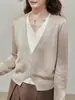 Qiaomi "Edición Limitada de Otoño" Prendas de Punto para Mujer 2026 Nuevo Estilo Falso Dos Piezas Manga Larga Top para Mujer Cardigan de Principios de Otoño