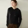 Nuevo suéter con capucha de cachemira para otoño e invierno para mujer, suéter de cachemira de manga larga casual y a la moda con capucha