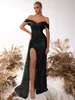 Vestido de una sola manga con lentejuelas, estilo europeo y americano, nuevo, transfronterizo, para mujer, de alta gama, sexy, ajustado, con abertura, perfecto para fiestas y eventos nocturnos