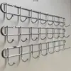 Gancho Adhesivo sin Taladro para Pared, una Fila de Perchas para Detrás de la Puerta, Superficie de Pared con Tornillo para Cocina, Perchero de Acero Inoxidable de Alta Resistencia