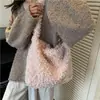 Bolsa Pequeña Esponjosa Más Vendida Otoño/Invierno para Mujer 2025 Nueva Bolsa de Hombro Versátil de Gama Alta Bolso Tote Cruzado de Lana de Cordero