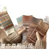 Calcetines de media pantorrilla para mujer estilo étnico, calcetines de tubo largo para otoño e invierno, calcetines de tubo largo cálidos de invierno de punto doble, de moda, retro japonés