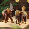 Par de Esculturas de Elefante em Madeira Maciça Yi Li Tai Guo Decorações Estilo Tailandês para Sala de Estar, Hall de Entrada, Armário de Vinho Presentes de Inauguração
