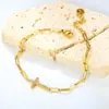 Pulsera de Acero Inoxidable con Cruz de Zirconia de Venta Caliente Europea y Americana, Pulsera de Cadena Versátil de Lujo Ligero de Gama Alta, Joyería de Nicho para Mujeres