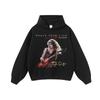 Retro Americano Hip Hop Rapper Estampado Algodón Puro Pesado Casual Sudadera con Capucha Hip Hop Moda Callejera Marca Mujer