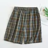 Nueva colección de verano: Shorts de algodón lavado a cuadros para hombre, casuales y elegantes, disponibles en tallas grandes, con tejido transpirable que absorbe el sudor
