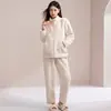 Pijama de Pareja Otoño e Invierno, Estilo Terciopelo para Hombre, Terciopelo Imitación Mink, Pijama Engrosado de Coral Fleece, Conjunto de Ropa de Casa Cálida para Mujer