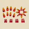 Folha de Bordo Marrom-Avermelhada Moda Europeia e Americana Estilo Ins Unhas Redondas Amêndoa Simples e Estilosas Unhas Usáveis Destacáveis