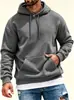 Moletom Masculino Atacado Transfronteiriço Casual Plus Veludo Quente Solto Cor Sólida Outono Estilo Americano Manga Longa Com Capuz Moletom Masculino