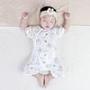 Roupinhas de Verão de Manga Curta para Bebê Roupinhas de Verão de Algodão Puro para Bebê Roupas Finas Ha-ha Roupa de Escalar Roupas de Malha para Dissipação de Calor para Recém-Nascido