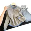 Suéter de punto con bloques de color estilo coreano, cuello medio abierto, nuevo top de punto suave con mangas raglán para mujer, primavera/otoño 2026