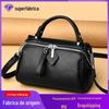 Bolsa de couro transfronteiriço Bolsa de ombro de couro genuíno simples Bolsa feminina elegante Travesseiro Crossbody de grande capacidade Bolsa feminina
