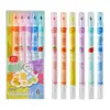 Marcador Fluorescente Novo Transfronteiriço 6 Canetas Marcadoras Flash Apagáveis de Ponta Dupla Caneta Destaque de Cabeça Oblíqua Caneta Chave Destaque