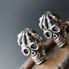Nafoge Joyería de Plata al por Mayor Pendientes Retro de Calavera de Plata Tailandesa para Hombres Hip Hop No Convencionales Pendientes de Plata de Ley 925