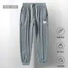 Pantalones de Hielo de Seda de Secado Rápido para Hombre, Estilo Delgado de Verano, Elásticos Transpirables de Corte Holgado, Talla Grande para Correr al Aire Libre, Deportes, Pantalones Largos