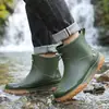 Botas de Lluvia Impermeables para Exteriores de Caña Corta para Hombre, Antideslizantes, de Moda, con Cordón, Botas de Lluvia para Estudiantes, Suaves, Resistentes al Desgaste, Waders para Acampar y Pescar
