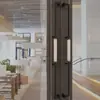 Manija de Puerta de Vidrio de Alta Gama, Manija de Puerta de Madera Maciza tipo Caja de Hotel, Manija de Puerta Moderna de Lujo Ligero con Marco, Manija de Madera Maciza
