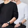 Camiseta de manga larga para hombre, capa interior de otoño para hombre, camiseta base elástica de corte holgado, camiseta estampada estilo coreano ins para hombre