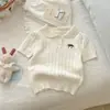 Ropa de verano casual y versátil para bebés niñas, prendas de punto para niños, camiseta de manga corta a la moda para niñas con tacto fresco