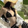 Diosa de Temperamento Vacaciones en la Playa Falda Larga Bikini Bikini Tres Piezas Bañador de Resorte Dividido Traje de Baño para Mujer