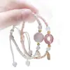 Pulsera Rosa con Hebilla de Paz para Mujer, Dulce y Femenina, Versátil, Pulsera Tejida de Pareja con Símbolos de Paz y Alegría