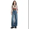 Jeans de pierna ancha holgados de forro polar grueso transfronterizos para mujer, pantalones rectos estrechos de cintura alta forrados de forro polar de invierno para cuerpo tipo pera