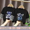 Camiseta de algodón puro para niño, nuevo estilo de otoño, versión coreana elegante, top de otoño para niños, se puede usar como prenda exterior, camisa de moda de dos piezas falsas