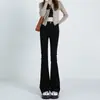 Jeans negros elásticos de microcampana para mujer, delgados para otoño y verano, modelo nuevo 2026, de cintura alta, adelgazantes, adecuados para cuerpo tipo pera, pantalones bootcut