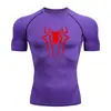 Teum Export Camiseta de Manga Corta de Compresión de Secado Rápido con Estampado de Araña para Hombre Y2K Capa Base para Correr Body para Entrenamiento de Fitness